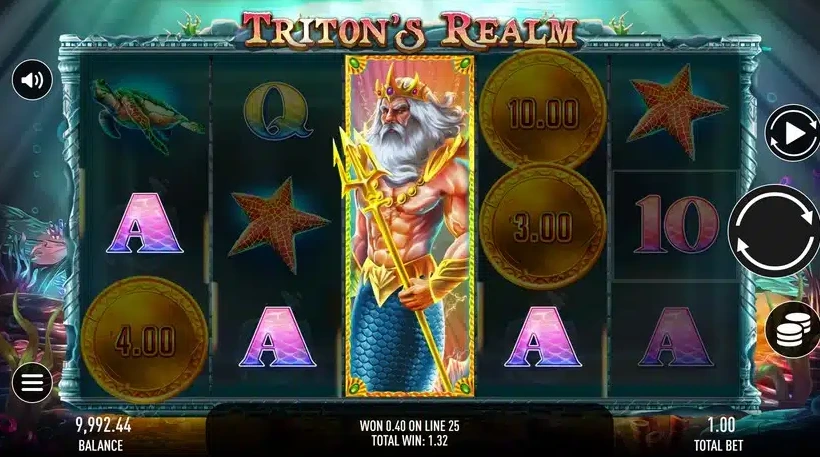 Функция бесплатных вращений активирована в игре Triton's Realm от компании Gamebeat